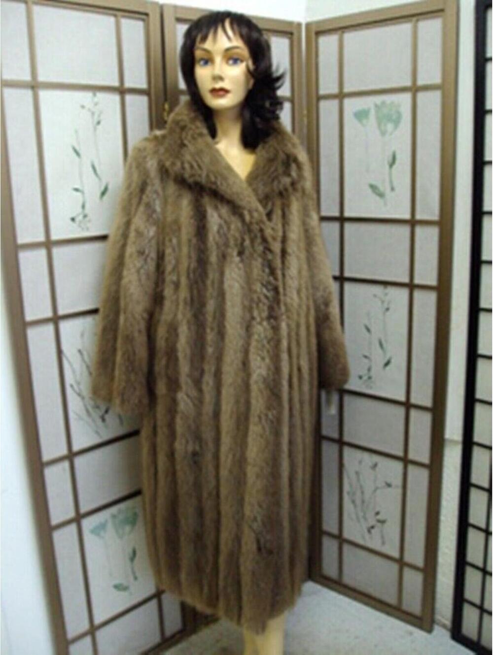 MINT LONG HAIRED BLOND BEAVER FUR COAT WOMEN SIZE 6 SMALL